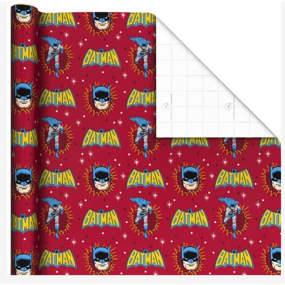 Hallmark Wrapping Paper Christmas Batman  70 sq ft Jumbo Roll Holiday Gift - Picture 2 of 5